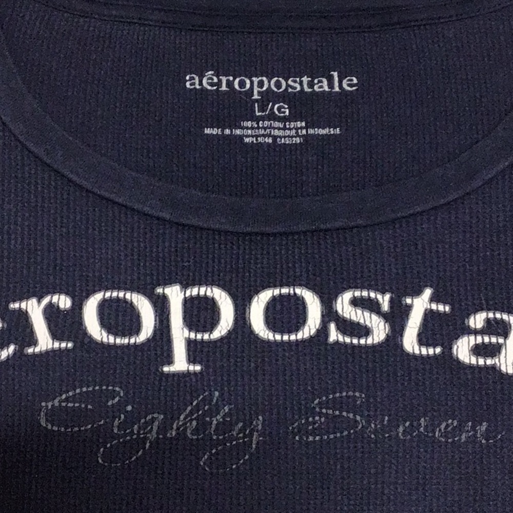 AEROPOSTALE LONG SLEEVE TEE NAVY LG - Picture 2 of 4